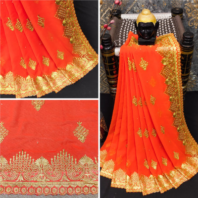 KHRITI FAB Georgette Embroidered Blouse Material