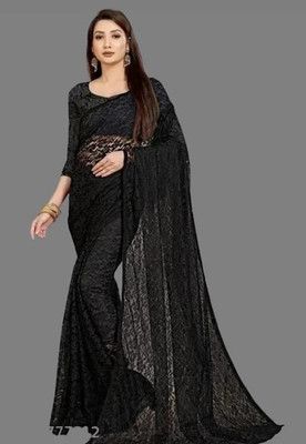 Paanthcreation Self Design Bollywood Net Saree(Black)