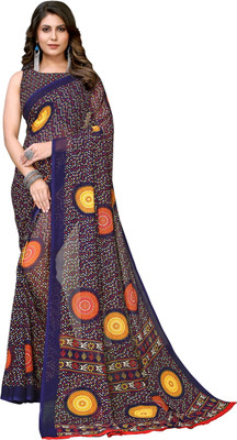 Priyashi Printed Bandhani Georgette Saree(Blue)