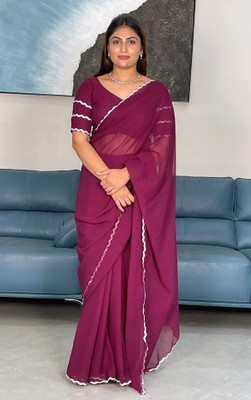PATTARI Embellished Bollywood Georgette Saree(Purple)