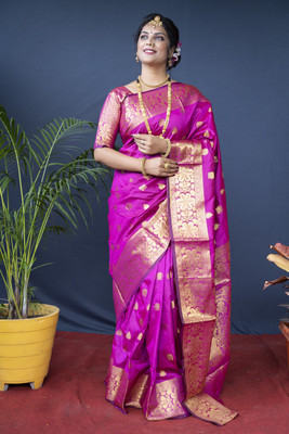 GALANI ENTERPRISE Woven Banarasi Pure Silk, Art Silk Saree(Pink)