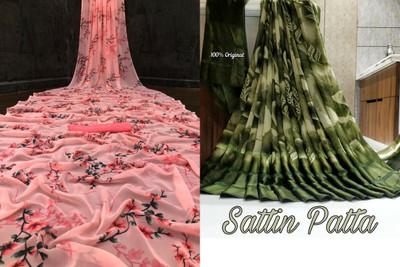 Sita Floral Print Bollywood Georgette Saree(Pack of 2, Pink)