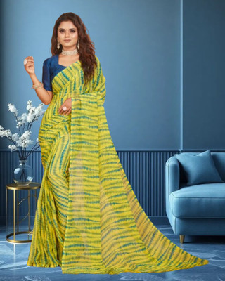 Jayu Digital Print Bandhani Georgette Saree(Yellow)