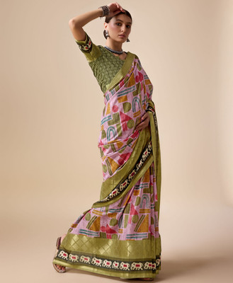 Divastri Digital Print Banarasi Tussar Silk Saree(Multicolor)