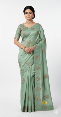 ABC Polka Print Patola Pure Silk Saree(Dark Green)