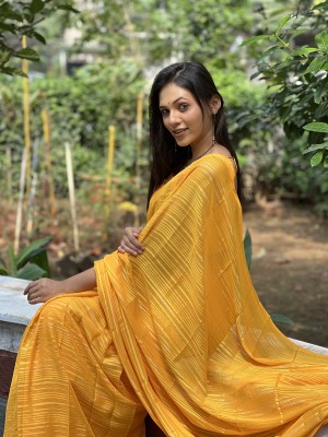 Anand Sarees Embellished, Self Design, Ombre, Dyed Bollywood Georgette Saree(Yellow)