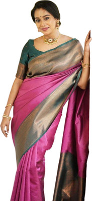 GATISHVAM TEXTILE Self Design Banarasi Jacquard Saree(Cream)