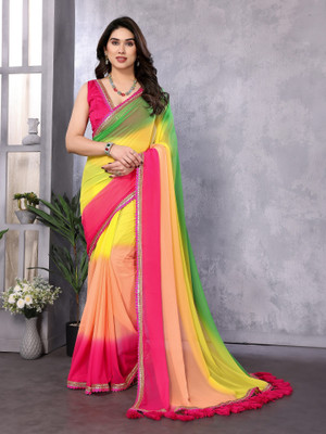Vedant Vastram Self Design Bollywood Georgette Saree(Green)