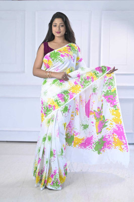 Ghosh handloom Self Design Handloom Cotton Linen Saree(Multicolor)