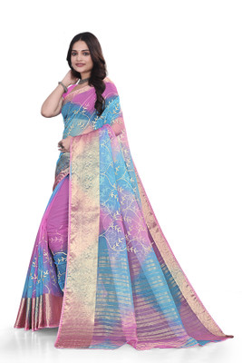Aarunika MNT Solid/Plain Bollywood Organza Saree(Pink)