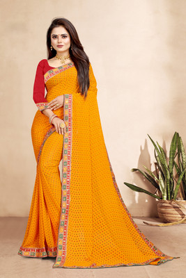 AARTI PRINTS Self Design Bollywood Georgette Saree(Yellow)