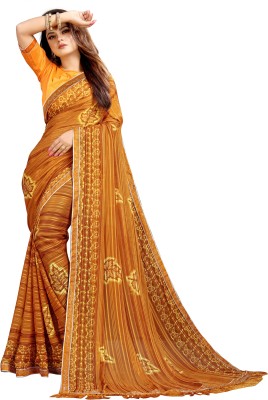 AARTI PRINTS Embellished Daily Wear Georgette Saree(Mustard)