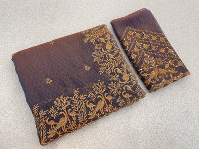 K 5 FASHION Embellished Bollywood Tissue Saree(Grey)