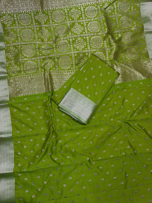 Arzoo kala textiles Temple Border, Woven Sambalpuri Silk Blend Saree(Light Green)