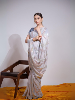 Moda Rapido Embellished Bollywood Georgette Saree(Pink)