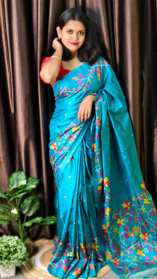 Suto Woven Berhampuri Art Silk Saree(Blue)