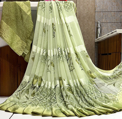 Shirodhari Printed Bollywood Satin Saree(Green)
