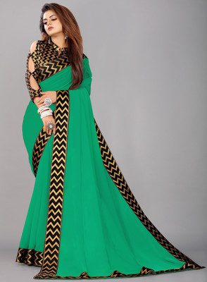 Georgette Saree Solid/Plain Bollywood Georgette Saree(Light Green)