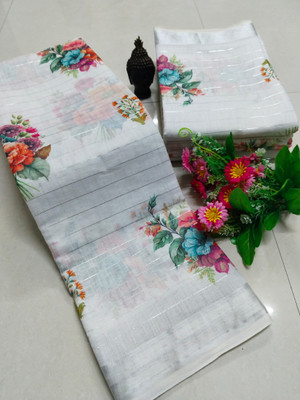 Gajal Woven Kanjivaram Pure Cotton, Cotton Silk Saree(White)