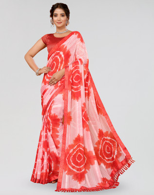 ANIRAV Printed Bollywood Georgette Saree(Red)