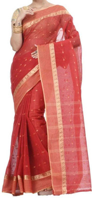 Ghosh handloom Self Design Tant Pure Cotton Saree(Red)