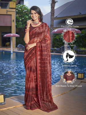Sariya Embellished, Ombre Bollywood Lycra Blend Saree(Red)