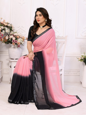 NESHVI ENTERPRISE Dyed Bollywood Georgette Saree(Black)