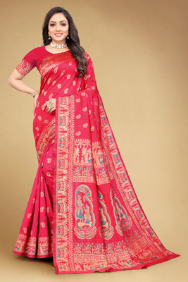 Achintyah Self Design Bollywood Jacquard Saree(Red)