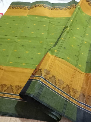 Minu Fashion Self Design Tant Pure Cotton Saree(Green)