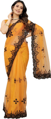 YASHVI Embroidered Bollywood Net Saree(Gold)