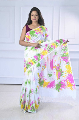 HouseOfCommon Self Design Handloom Cotton Linen Saree(Multicolor)