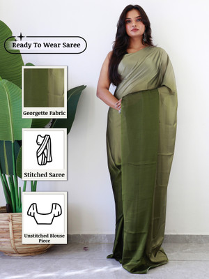 Sareemall Solid/Plain Bollywood Georgette Saree(Light Green)
