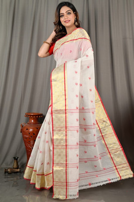 CommonHouseee Self Design Tant Pure Cotton Saree(Multicolor)