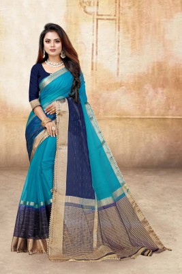 Adiyogi Enterprise Self Design Bollywood Organza Saree(Blue, Multicolor)