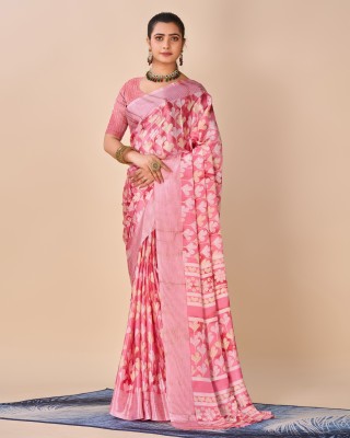 Virendra Textile Printed Bollywood Crepe Saree(Pink)