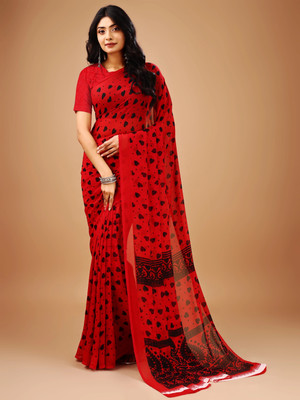 Leelavati Printed Daily Wear Chiffon Saree(Red)