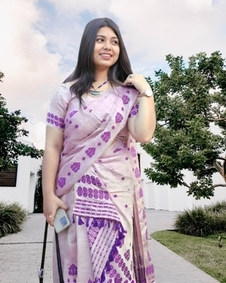 Sheden Lopez Creation Woven Mekhela Chador Silk Blend Saree(Multicolor)