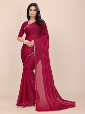 ORRASHI Dyed Daily Wear Pure Silk Saree(Red)