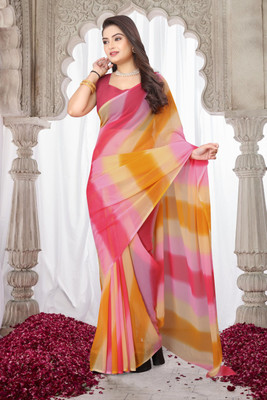 HouseOfCommon Digital Print Leheria Georgette Saree(Multicolor)
