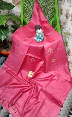 A R HANDLOOM Solid/Plain Handloom Cotton Silk Saree(Pink)