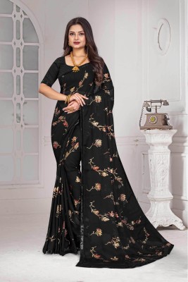 Laxmipati Sarees Printed Bollywood Georgette Saree(Black)