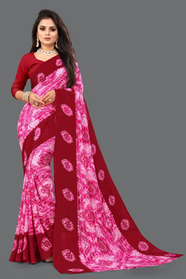Dedkada Fab Printed Daily Wear Georgette Saree(Pink)