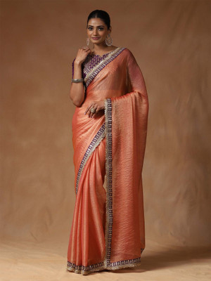 Sareemall Embellished Bollywood Chiffon Saree(Orange)