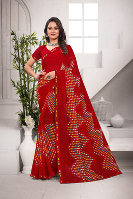Laxmipati sarees Printed Bollywood Georgette Saree(Red)