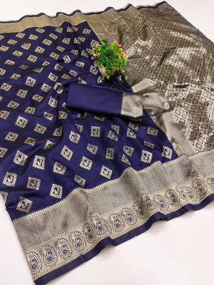 TARTAM Woven Banarasi Jacquard Saree(Blue)