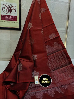 samruddhi Solid/Plain Assam Silk Pure Silk Saree(Maroon)