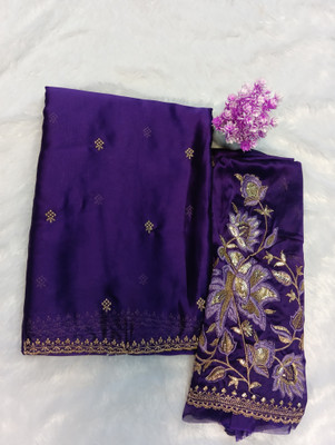 Ghan Sals Embellished Bollywood Silk Blend Saree(Purple)