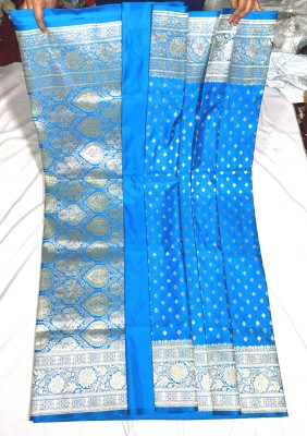 Dulhan Collection Woven Banarasi Pure Silk Saree(Light Blue)