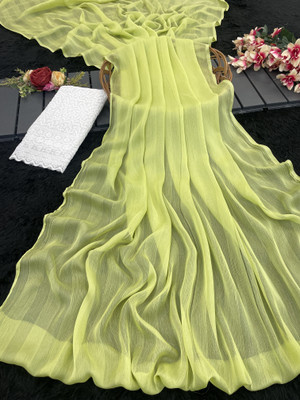Sanskriti Synthetics Solid/Plain Bollywood Georgette Saree(Green)
