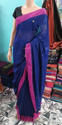 Sandhyatara Woven Handloom Cotton Blend Saree(Blue)